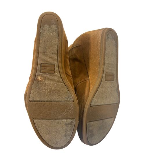 TOMS Women’s Suede Wedge Ankle Booties Brown Lace-Up Size 8.5 - Picture 5 of 6